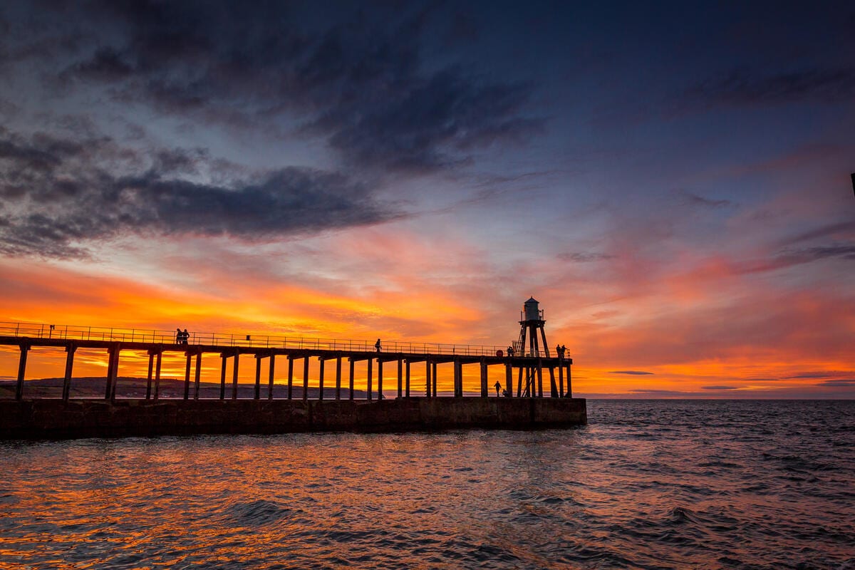 Sunset over Whitby pier